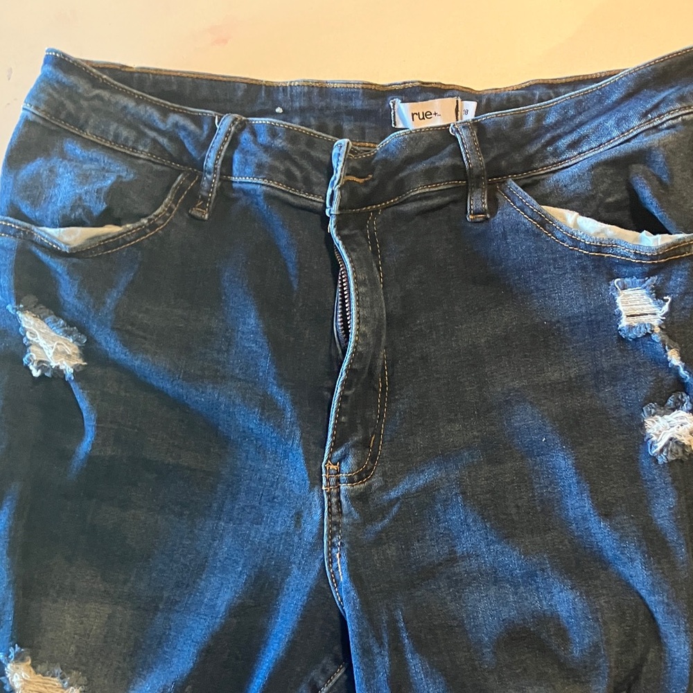 Rue21 Dark Blue Distressed Boyfriend Jeans